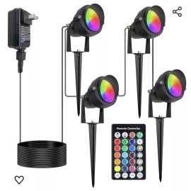 Miabiual 4 Pack Outdoor Spot Lights with Timer (4/6/8H), 24W RGB Spotlights IP65
