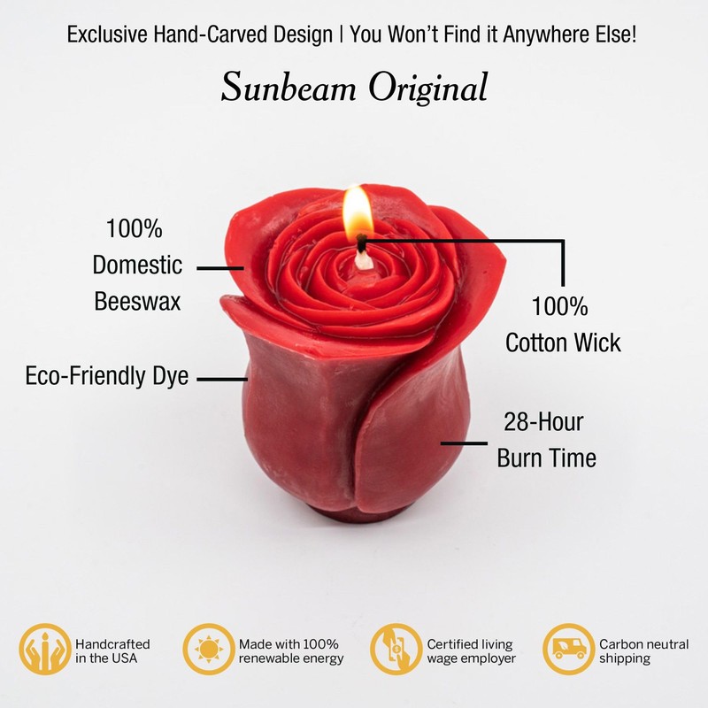 SUNBEAM CANDLES Petite Rose Beeswax Candle, 1 EA