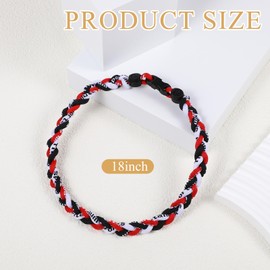 QFGasre 2 Pcs Three Braided Rope Tornado Necklace Baseball Necklaces Rope Braided Necklaces 18 Inch Three Colors Fashion Necklace for Men Player Gameday Necklace Baseball Team Gifts