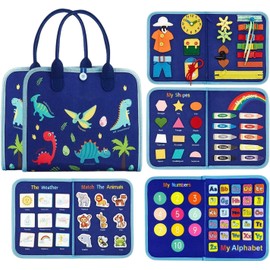 QuickMart 5-in-1 BLUE Toddler Busy Board – Montessori Sensory Toy for Early Learning, Fine Motor Skills & Travel – Educational Gift for Kids