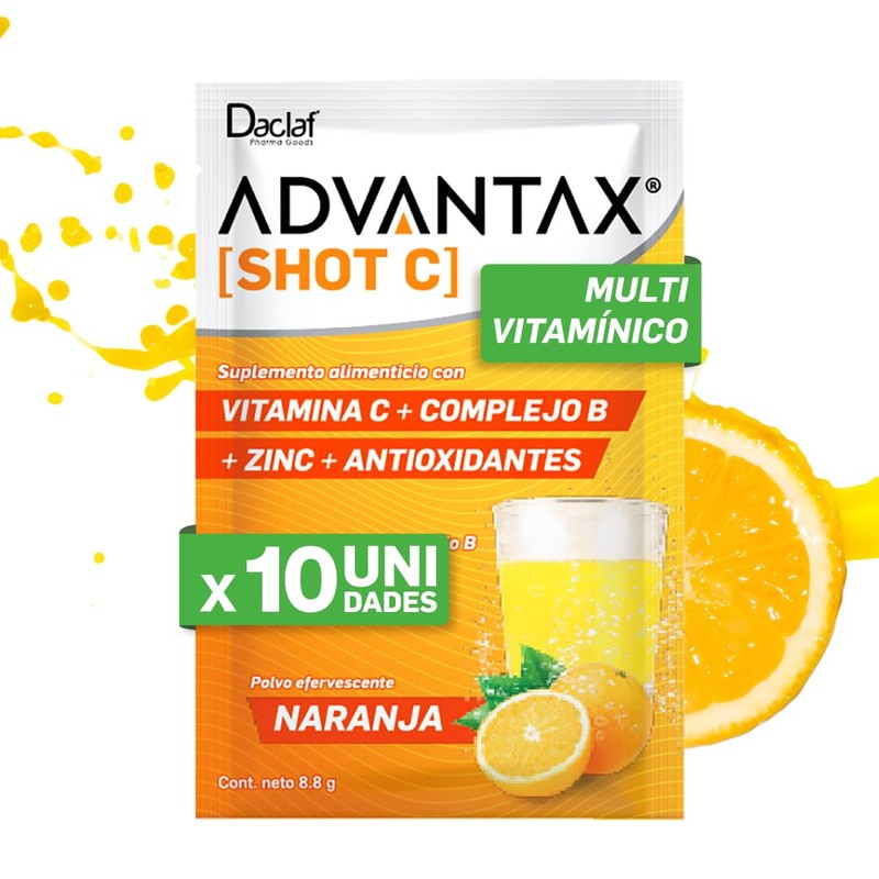 ADVANTAX SHOT C Vitaminas Complejo B Antioxidantes Zinc Sabor Naranja