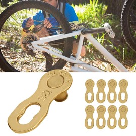 Alomejor 4 Pairs Bicycle Chain Link Steel Bicycle Chain Speed Quick-Link 12 Speed Chain Missing Link Connector (Golden)