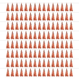 sourcing map 120Pcs Bright Rose Gold Tassel Garland Banner with Rope Tissue Paper Tassels Party DIY Kits for Anniversary Wedding Birthday Party