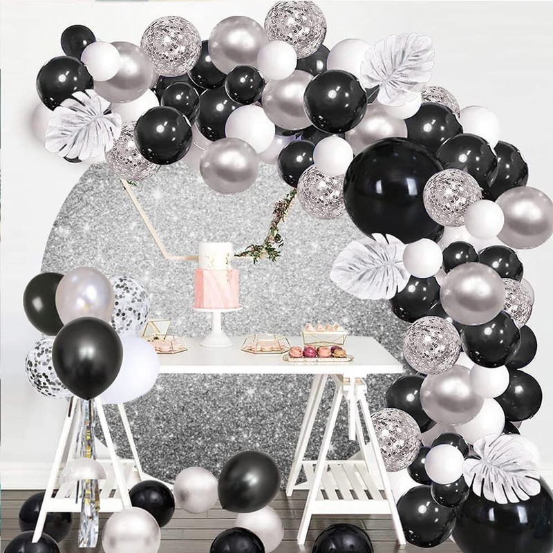 OERJU Silver Round Backdrop Cover Luxurious Silver Glittering Starlight Photography