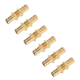 Brass Hose Connection Adapter, Pack of 6 10 mm Hose Nozzle Bulkhead Fitting Coupling, Brass Fitting Connection for Water, Air, Fuel, Connection