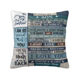 Skizbcw Christmas Son Gifts from Mom, Gifts for Son, Grown Son Gifts, Son Birthday Gifts from Mom, Gifts for Adult Son, Mom to Son Gifts, to My Son Throw Pillow Covers 18 x 18 inch