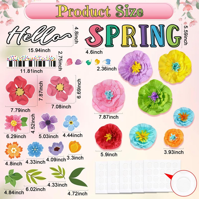Lunmon 62 Pcs Hello Spring Bulletin Board Sets Spring Flower