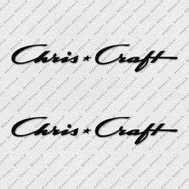 2Pc Chris Craft Decals Stickers Fit for Boat Restoration Motor Truck, Laptop, Cup (Black)
