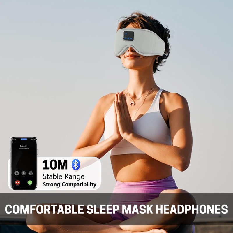 Aurya Sleep Mask Headphone Bluetooth 5.4, Wireless Bluetooth Music 3D