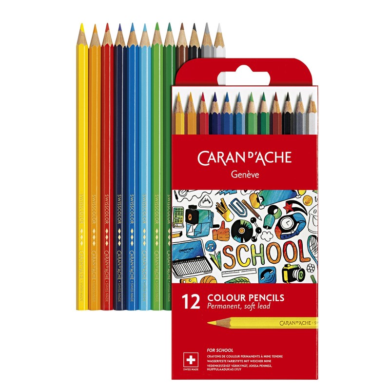 CARAN D'ACHE 1291.712 Buntstifte SCHOOL, permanent, 12er Karton-Etui