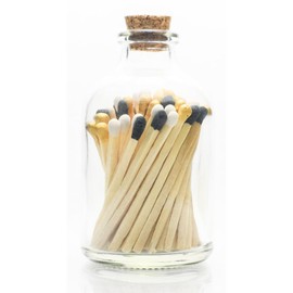 River Birch Decorative Matches in a Bottle with Striker - Cute & Colored Matches - 1 Bottle, New Years Eve Blend Tip, 60 Matches