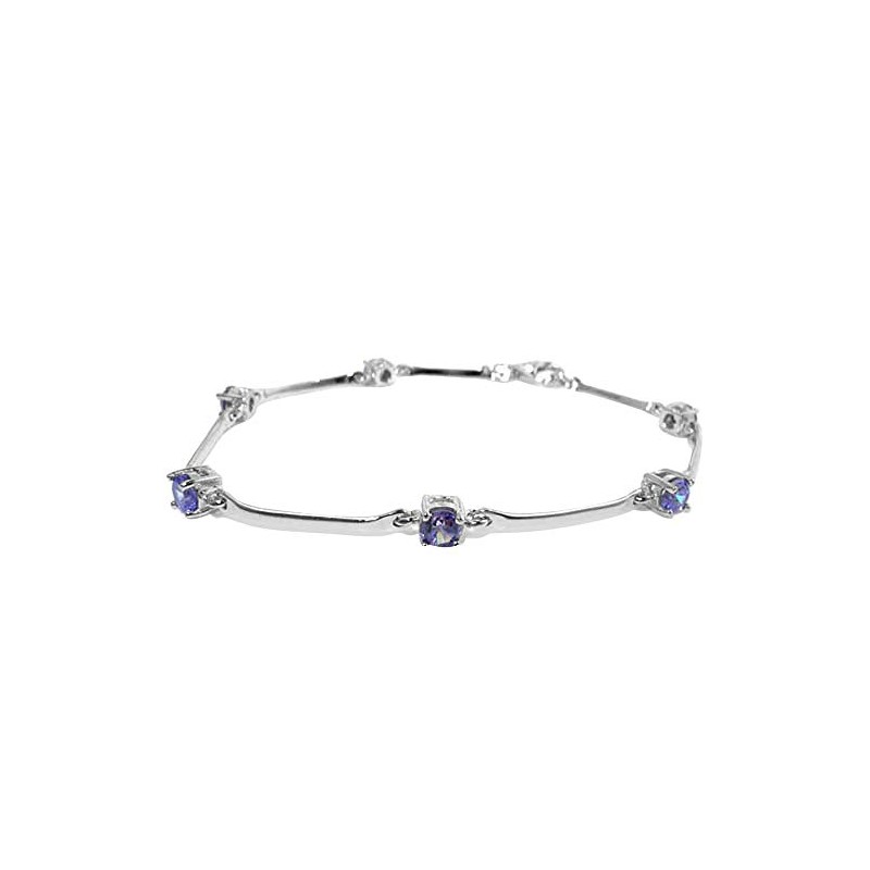 LBG Ladies Solid Sterling Silver Gemset 7" Bracelet Bangle