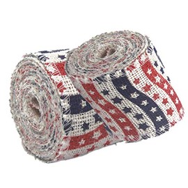 AAYU 2 Pack - Two Rolls Total 30 feet, All Star Printed Burlap Ribbon 2" (Ivory)| Natural, Biodegradable, Eco-Friendly Product | Perfect for Crafting and Decorating Needs (All Star, 2 inch)