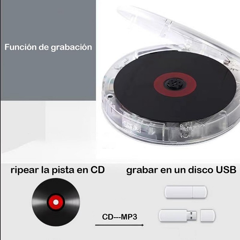 Fahgaer Protable Bluetooth CD Player Transparent Speaker Music with LCD
