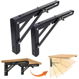 LeapBeast 350 mm Folding Console Heavy Duty Pack of 2 Heavy Duty Hinges Foldable Folding Shelf Brackets Stainless Steel Wall Shelf Foldable for Kitchen, Office, Barbecue, Home, Kitchen, Table, Wall