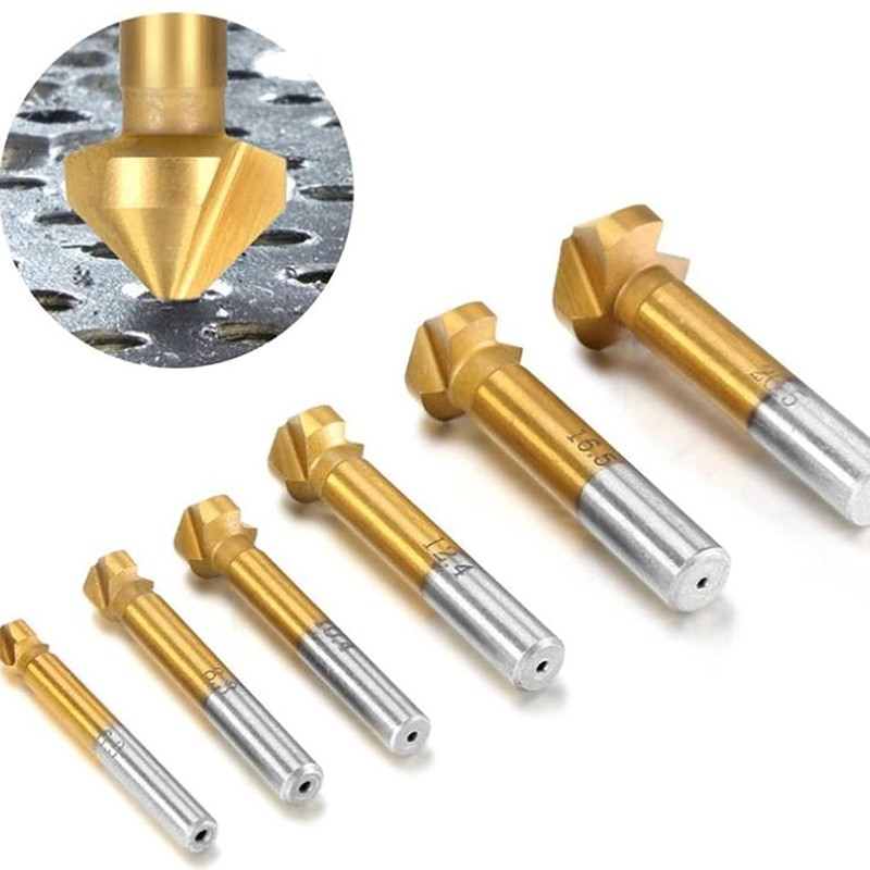KEWAYO 3 Flute 90 Degree HSS Chamfering Tool Bit Countersink