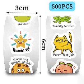 Reward Stickers for Kids (Roll of 500) Incentive Stickers for Students Teachers Classroom Stickers Bulk School Supplies Water Bottle Stickers Inspirational Positive Stickers for Kid