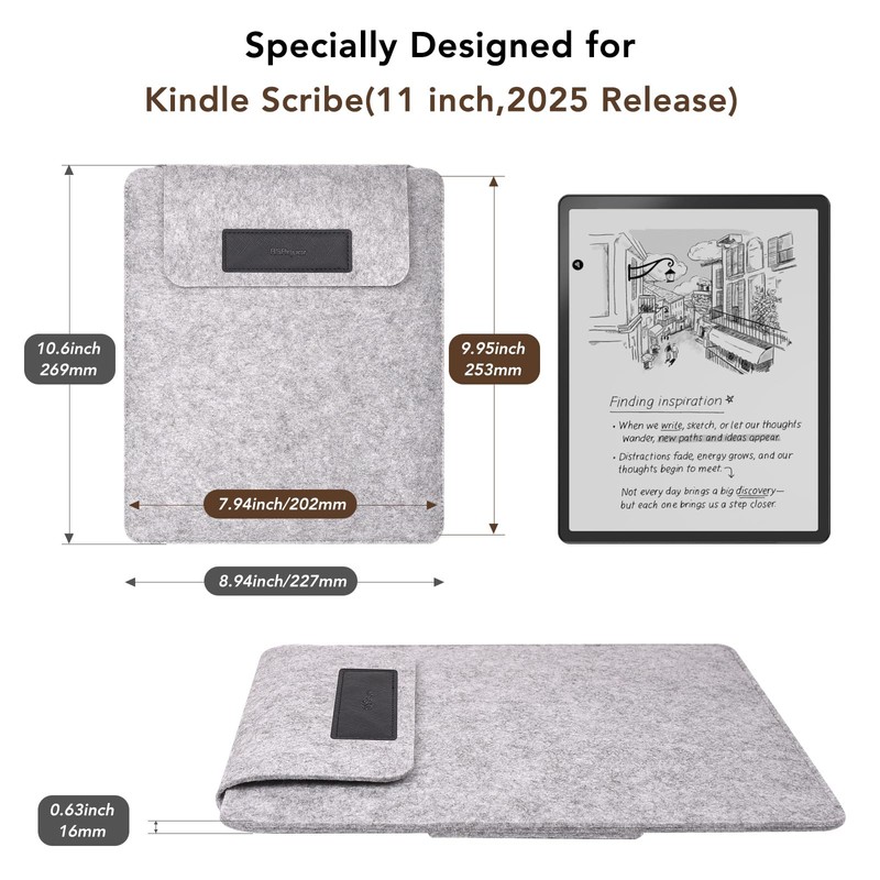 RSAquar Felt Briefcase for Kindle Scribe 11" (2025) – Lightweight