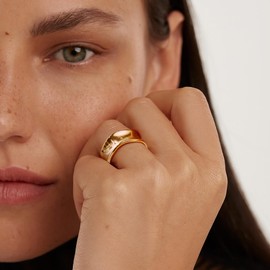 LUCA SMITH 8mm 14k Gold Chunky Bands Stackable Rings Twisted Wave Irregular Fashion Unisex for Men Women Wedding Band Stacking Statement Anniversary Ring for Engagement Size 5-9