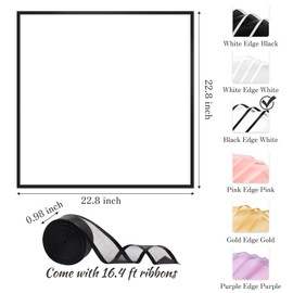 ZORRITA 20 Sheets White Flower Bouquet Wrapping Paper, Waterproof Flower Wrapping Paper with Ribbons Floral Paper Wrap, 22.8 x 22.8 inch (Black Edge)