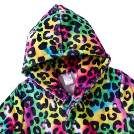 AIDEAONE Kid's Robe Unisex Cute Fleece Plush Bathrobe Leopard Pajamas for 7-9 Years