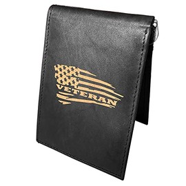 WSQ US Veteran Flag Leather Laser Engraved Minimalist Slim Money Clip Black RFID Blocking Front Pocket Credit Card Holder Oraganizer Mens Wallets ASUNIT17
