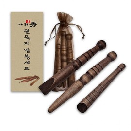 Multi-purpose Wooden Acupressure Stick 3-Piece Set with Mesh Pouch & Case - Foot Massage & Gua Sha Acupressure Stick 2ea