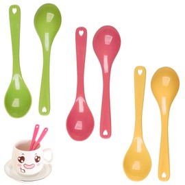 HAYGEM Pack of 24 Mixed Colour Plastic Spoons Made of PP 11.5 cm, Multi-Purpose Egg Spoons, Easy to Clean, Egg Spoons Plastic with Love Hanging Hole, for Hot Soups, Yoghurts, Desserts and More