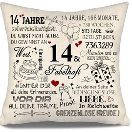 Aosumin 14 Years Full Fabulous Pillowcase for Birthday 14 Years Old Girl Boy Daughter Son Granddaughter Sister Niece 14th Birthday Gift 10-100 Years Old Birthday Pillow Case (14)