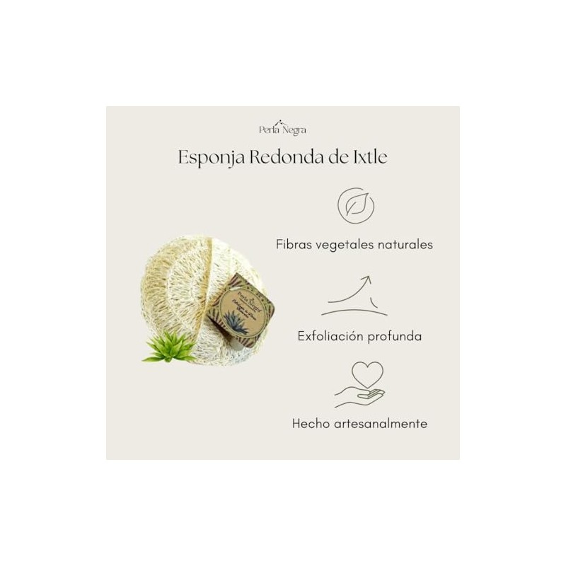 Esponja de Ixtle Exfoliante Natural PERLA NEGRA
