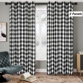 Bentrilisa Buffalo Plaid Window Curtains for Living Room Black White Check Farmhouse Home Decor Grommet Light Filtering Window Treatment Curtain Drapery, 2 Panels, 52 x 63 Inch