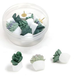 Inlefen 20 Pieces Cute Succulent Plants Decorative Push Pins Photo Wall, Feature Wall, Map, Bulletin Board, Office or Home Wall Decorations