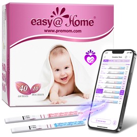 easy@Home Kit Tiras de Ovulación y Embarazo, 40 LH + 10 hCG, App Premom