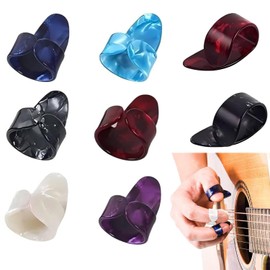 8PCS Guitar Finger Picks - Thumb Picks - Banjo Picks - Celluloid Fingerstyle Picks for Acoustic Guitar, Bass, Ukulele, Harp