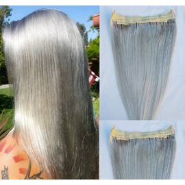 Hair Faux You 100% Human Hair Extensions, Hairband ONE PIECE NO CLIP with an adjustable invisible wire Fishing String # Light Ash Blonde (20" 100 grams)