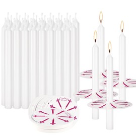100 - Pack White Church Service Candles with 3 - Inch Paper Drip Catchers | Ideal for Religious Ceremonies