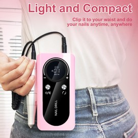 Nail Drill,45000RPM Electric Portable Nail E File,Professional Cordless Nail Drill Kit,2000mAh,11 Grinding Head,56 Sandpaper For Home Manicure,Acrylic Gel Nail Polishing and Pedicure Nail Tools