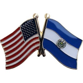 AES USA American & El Salvador Country Flag Bike Hat Cap Lapel Pin