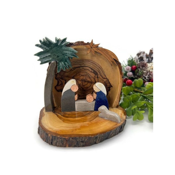 Holy Land Crafts Nativity Scene Indoor, Handmade Nativity Set Carved