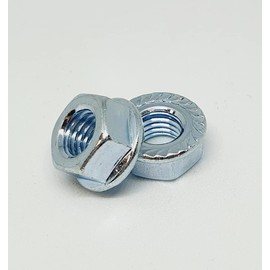 M7 10 Piece Hexagonal Locking Toothing Collar Nuts Flange Nuts Galvanised Rim Bolts Silver