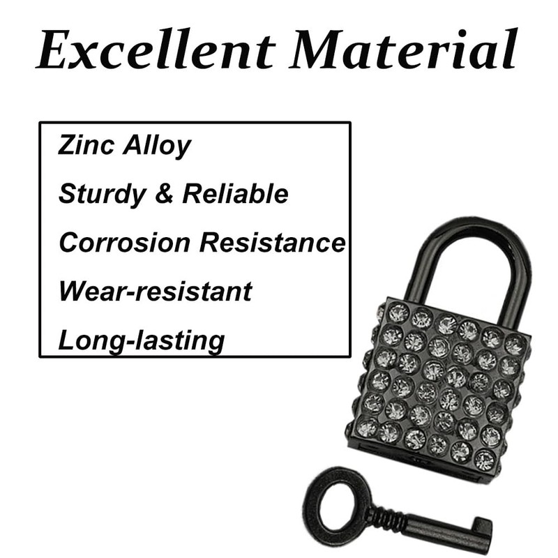2-Pack Bling Square Padlock Mini Square Lock Decorative Padlock Luggage