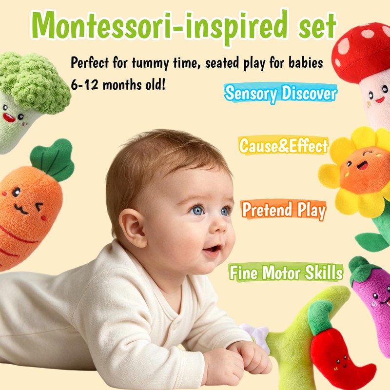 Baby Toys 6-12 Months, My First Vegetable Garden Plush Set