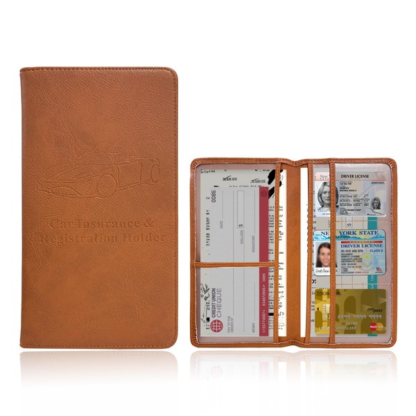 Sylvil Car Insurance and Registration Holder, PU Leather Vehicle Documents