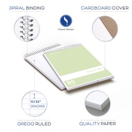 Alitte Steno Pads Spiral 6x9-12 Pack Pastel Colors - Perfect for Work, School, and Home Use, Easy Tear-Off Pages, Gregg ruled, White Paper - No Ink Bleeds - 80 Sheets