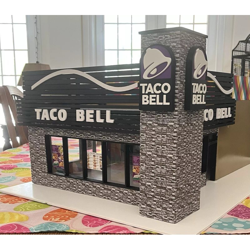 Spencer-3D CUSTOMER CUSTOM ORDER O-Scale Taco Bell Restaurant 3D Sign
