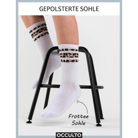 Occulto Women's Animal Pattern Tennis Socks Pack of 6 (Model: Nala), leopard