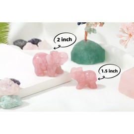 XIANNVXI 2" Rose Quartz Crystal Elephant Ornament Healing Crystal Gemstone Lucky Elephant Decor Elephant Crystal Gift