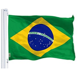G128 Brazil Brazilian Flag | 3x5 Ft | LiteWeave Pro Series Printed 150D Polyester | Country Flag, Indoor/Outdoor, Vibrant Colors, Brass Grommets, Thicker and More Durable Than 100D 75D Polyester