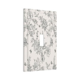 Country Floral Vintage Flowers Birds Wall Plate 1 Gang Toggle Switch Decortive Black And White Light Switch Cover Abstract Art Wall Plate Cover Wallplates for Bedroom Kitchen Home