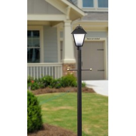 Solus SP7-BK 7' Outdoor Direct Burial Aluminum Lamp Post with Cross Arm, Fits Most Standard 3" Post Top Fixtures, Includes Inlet Hole, Easy to Install, Corrosion & Weather Resistant, Black